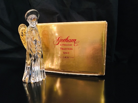 Gorham Crystal Angel with Gold Wings - Germany