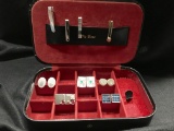 Vintage Men's Cufflinks, Tie Clips & Hickok Leather Box