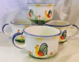 Handpainted Pottery - Chickens on Soup Size Bowls.