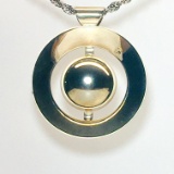 Modernist Silver Tone Orb - Saturn