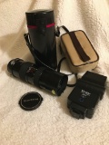 VIVITAR Flash with case & OUANTARAY Zoom Lens with case for 35mm Camera