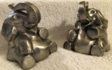 Vintage Philadelphia Manf. Co. Alunimum Metal Elephant Bookends Made in the USA. Very Heavy.