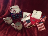 Bybee Handmade Pottery , USA Flags, Hand Towels Storage Box with Drawers