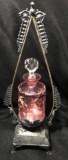 Vintage Purfume Bottle & Silver Plated Display Holder