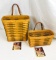 2) Retired  Longaberger HEARTLAND KEY Baskets. 1997 Medium & Tall with Protectors,  Leather Handles
