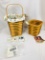 2) Longaberger Heartland RETIRED Baskets - 1997 Spoon & 1995 Large Ped with protectors & 7