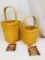 2) Longaberger Classic Natural Baskets - 1999Large Ped & 1998 Medium Ped Both with protectors