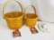 2) Longaberger Classic Natural Baskets - 2001 Medium Fruit & 2000 Small Fruit with Liner & Protector