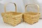 2) Classic Natural Baskets - 1999 Large Berry w/Handle & 1999 Spring Basket with protectors