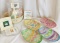 Easter Longaberger; 2002 Small Easter Combo Basket,  Pottery Easter Egg Plates