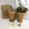 2 Longaberger Collectors Club Floral Vase Baskets 2003