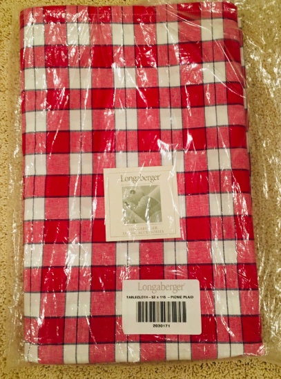 Longaberger PICNIC PLAID Tablecloth 52 x 116