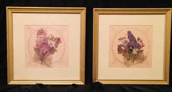 2 Framed Prints - Antique Pansy