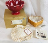 Longaberger Heart Pottery, Pillow and Basket Set