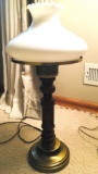 White Globe Table Lamp Mock of Oil Lamp