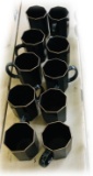 10 Black Mugs with Gold Rim Made in FRANCE. (SET 1)