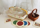 2006 Longaberger Coaster Tote Basket Set & American Craft Originals Longaberger Coasters