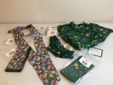 Longaberger Mix of Ties, Garder, Napkin, Wildflower Emerald Vine Liner Easter Pastel Jellybean Bow