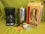 2 Coffee Pots. Mr. Coffee  & 22 Cup Percolator Dispenser