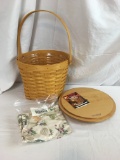 1999 9 Inch Measuring Basket Combo with Botanical Fields Liner, Protector & Wooden Lid