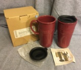 2 Longaberger Woven Traditions Travel Mug in Paprika