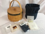 Collectors Club 2001 Sewing Circle Basket, Protector, Liner, Wooden Lid & Hand Gripper