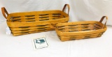 2) Retired Longaberger HEARTLAND Leather Handle Baskets. 1995 Bakery & 1995 Cracker with Protector