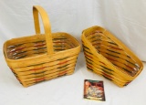 2) Longaberger Woven Traditions RETIRED Baskets - 1999 Small Vegetable & 1995 Spring with protectors