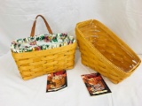 2) Longaberger Classic Natural Baskets - 1999 Medium Key Combo & 1998 Small Vegetable Basket Combo