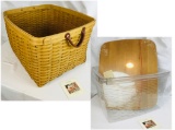 2002 Hostess Classic File Basket with Protector, Rim Protector and Wooden Lid