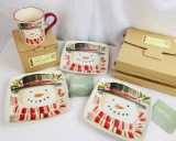 Longaberger Pottery - 2010 Top Hat Luncheon Plates (3) Top Hat Snowman Mug