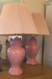 2 Pink Ginger Jar Styled Lamps with shades.