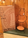 Large Snow Man with Wooden Shelf New In Box