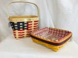 1999 Longaberger Village 20th Century Basket, Protector & Picnic Pal Basket 1998 Protector and Liner