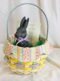 2008 Longaberger Easter Basket Set w/ Resin Chocolate Bunny of Collectors Club