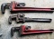 3 Adjustable Pipe Wrenches, Ribgid Heavy Duty