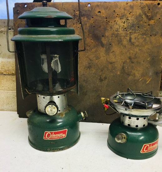 Coleman Compact Stove and Colman Lantern with metal shield