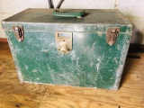 Vintage Metal Ice Cooler with Bottle Opener on Front