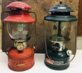 Vintage Red Coleman Lantern, Modern Green Colman Lantern