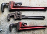 3 Adjustable Pipe Wrenches, Ribgid Heavy Duty