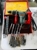 HILT TE 17 Hammer Drill Power Tool Working Condition w Metal Case and LOTS of BITS