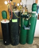 4 Welding Tanks with Regulators, Goggles