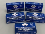 5 Boxes PPU Ammunition 223 Rem 5.56 FMJ BT New