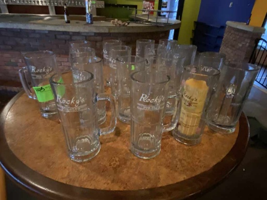 Rocky's Pub Club Heavy Glass Beer Steins