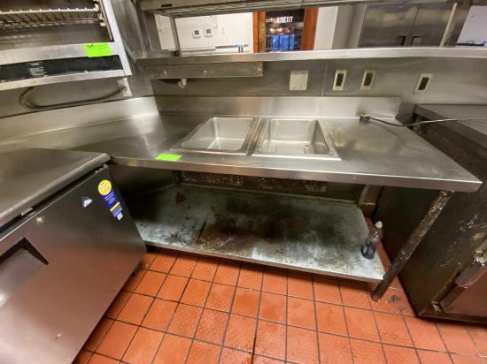 Stainless Work Table w/ Pan Inserts & Shelf