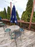 1 Outdoor Metal table 4 Chairs Sam Adams Umbrella