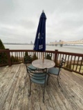 1 Outdoor Metal table 4 Chairs Sam Adams Umbrella