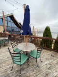 1 Outdoor Metal table 4 Chairs Sam Adams Umbrella