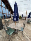 1 Outdoor Metal table 4 Chairs Sam Adams Umbrella