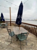 1 Outdoor Metal table 4 Chairs Sam Adams Umbrella